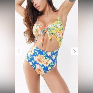 Urban Outfitters Out From Under Printed Cut-Out One-Piece Swimsuit Small